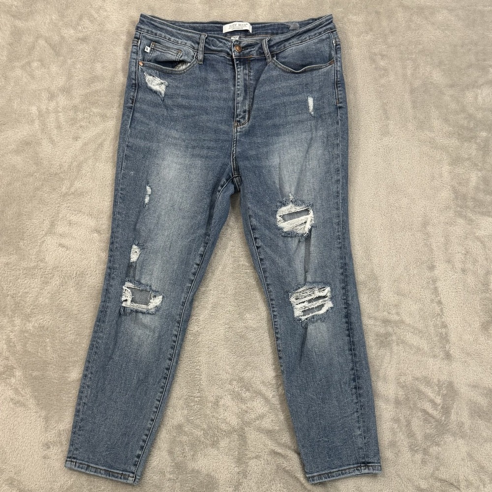 Judy Blue Jeans Womens 15/32 Blue‎ High Rise Distressed Slim Skinny Ankle Grunge